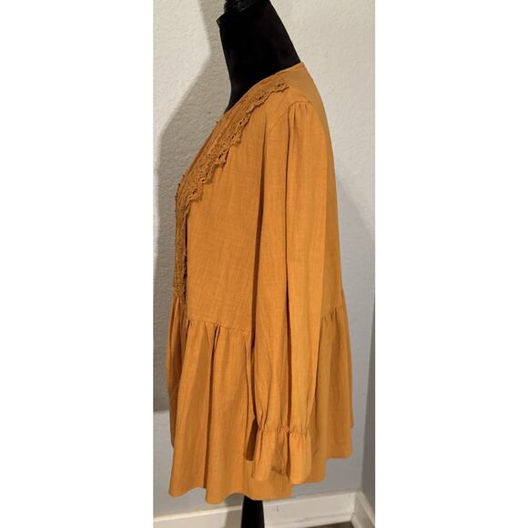 Indie & Co XXL Women's Crochet Embroidered Detail Ruffled Top Boho Cottagecore - Picture 5 of 10